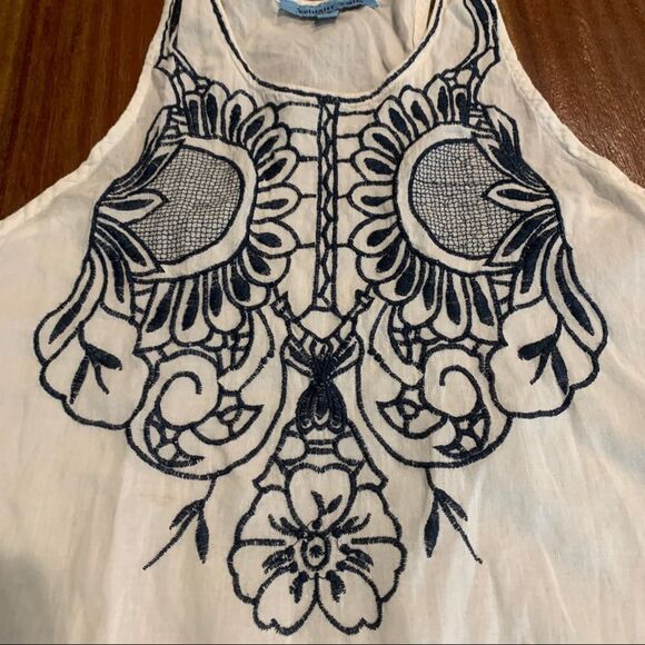 Solitaire Swim White Cotton Embroidered Racerback Coverup Small - Picture 3 of 5